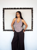 Checkered Cowl Top