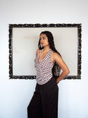 Checkered Cowl Top