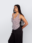 Checkered Cowl Top